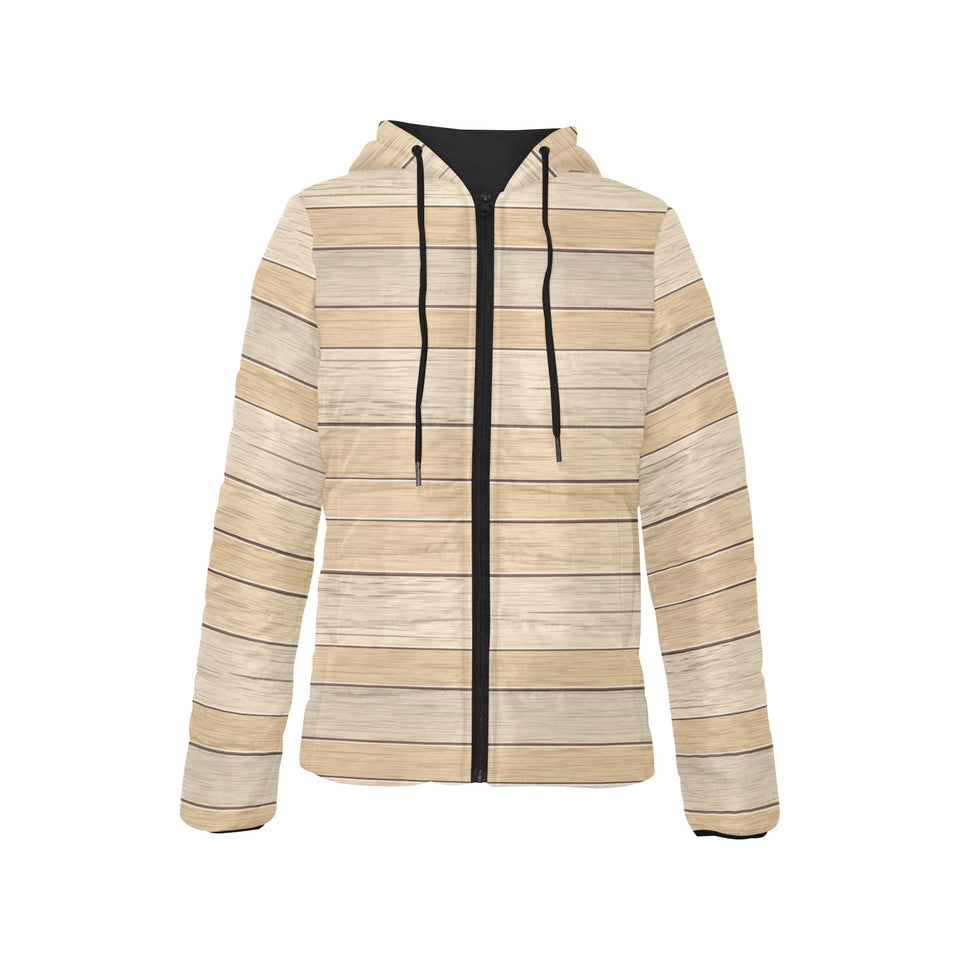 Wood Printed Pattern Print Design 01 Women's Padded Hooded Jacket