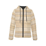 Wood Printed Pattern Print Design 01 Women's Padded Hooded Jacket