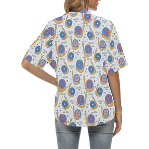 Snail Pattern Print Design 05 Women's All Over Print Hawaiian Shirt