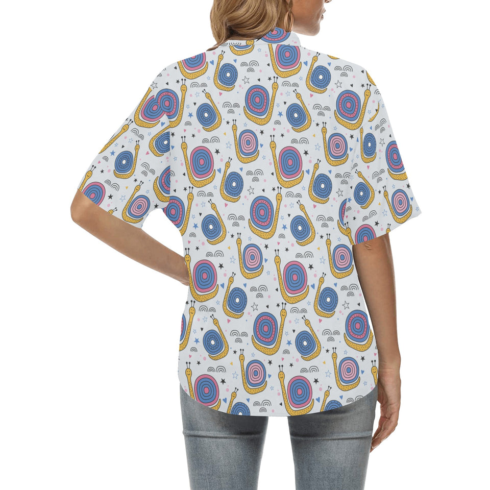 Snail Pattern Print Design 05 Women's All Over Print Hawaiian Shirt