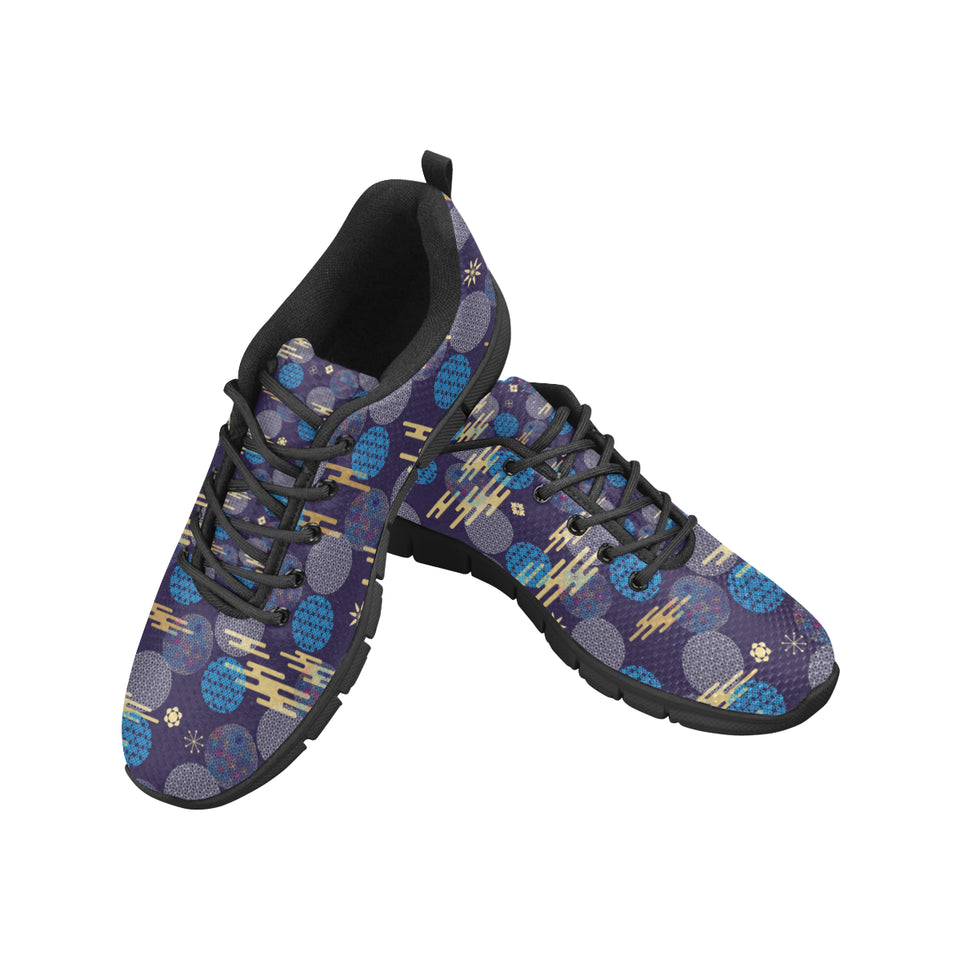 Blue japanese pattern cloud wave flower Men's Sneaker Shoes