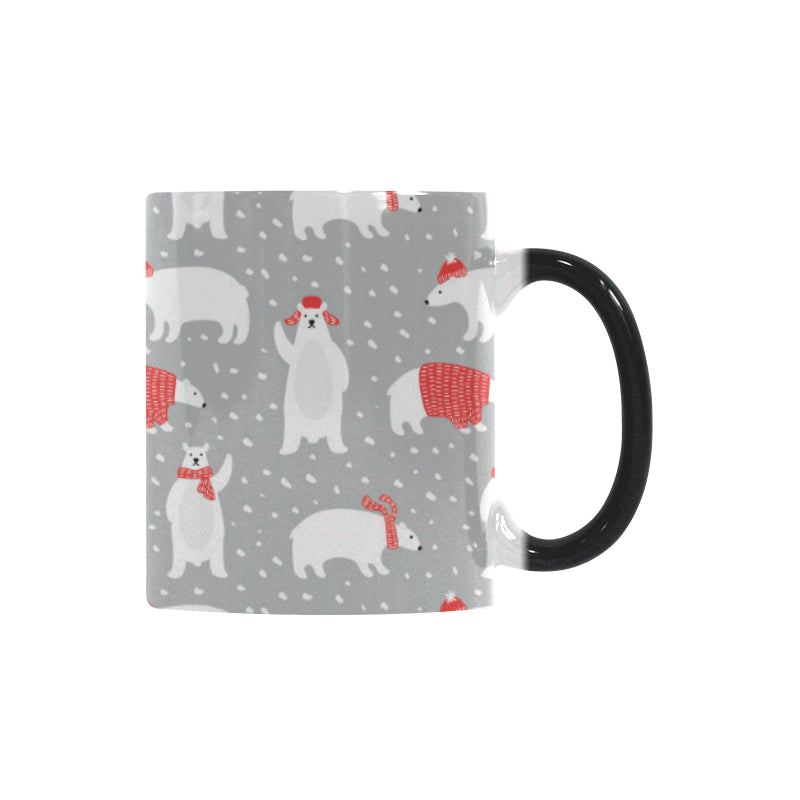 Cute polar bear christmas snow pattern Morphing Mug Heat Changing Mug