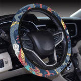 Blue red dragon cloud pattern Car Steering Wheel Cover