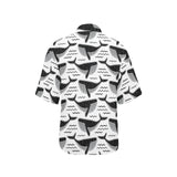 Black whale pattern Women's All Over Print Hawaiian Shirt