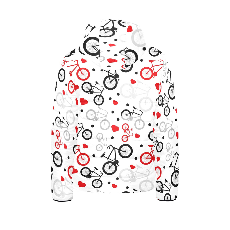 Bicycle Pattern Print Design 04 Kids' Boys' Girls' Padded Hooded Jacket