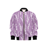 Lavender flowers purple pattern Kids' Boys' Girls' Bomber Jacket