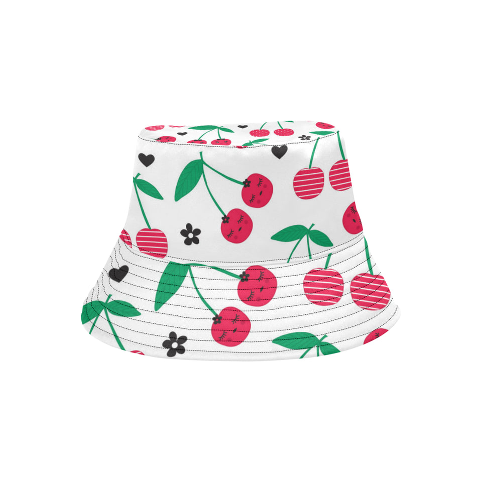 cherry pattern white background Unisex Bucket Hat