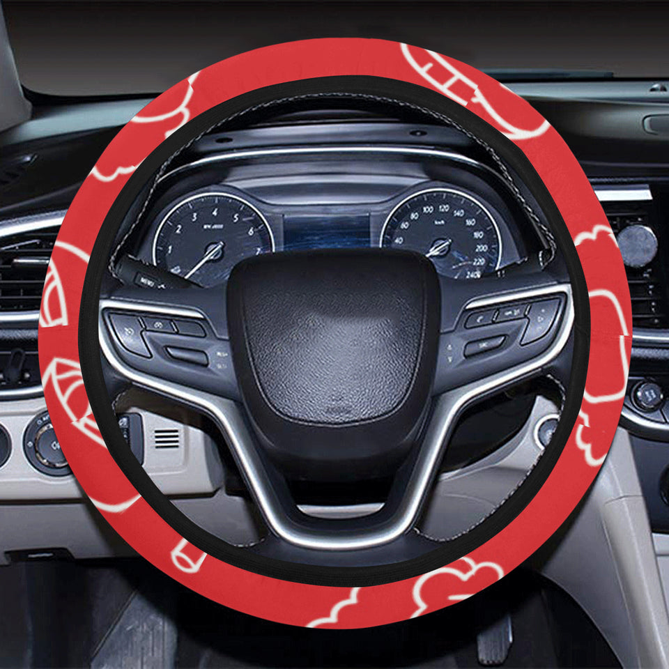 sushi pattern red background Car Steering Wheel Cover
