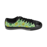 Avocado pattern green background Men's Low Top Canvas Shoes Black