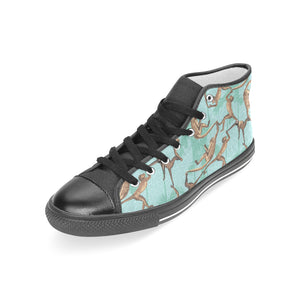 Monkey Palm tree background Women's High Top Canvas Shoes Black