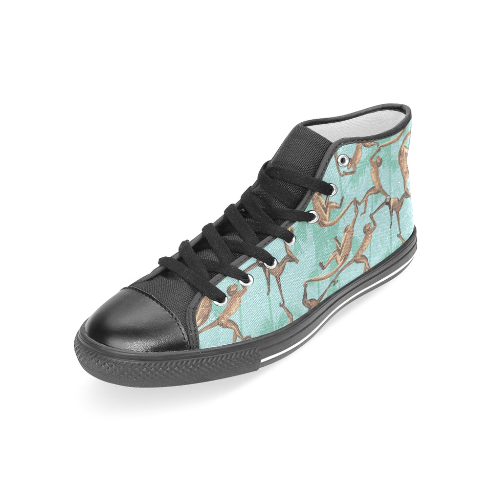 Monkey Palm tree background Women's High Top Canvas Shoes Black