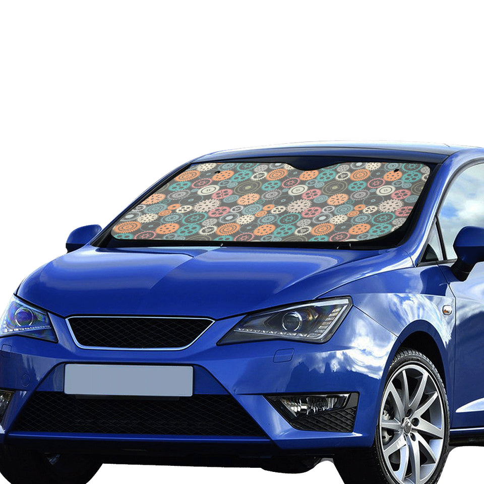 Gear Pattern Print Design 05 Car Sun Shade