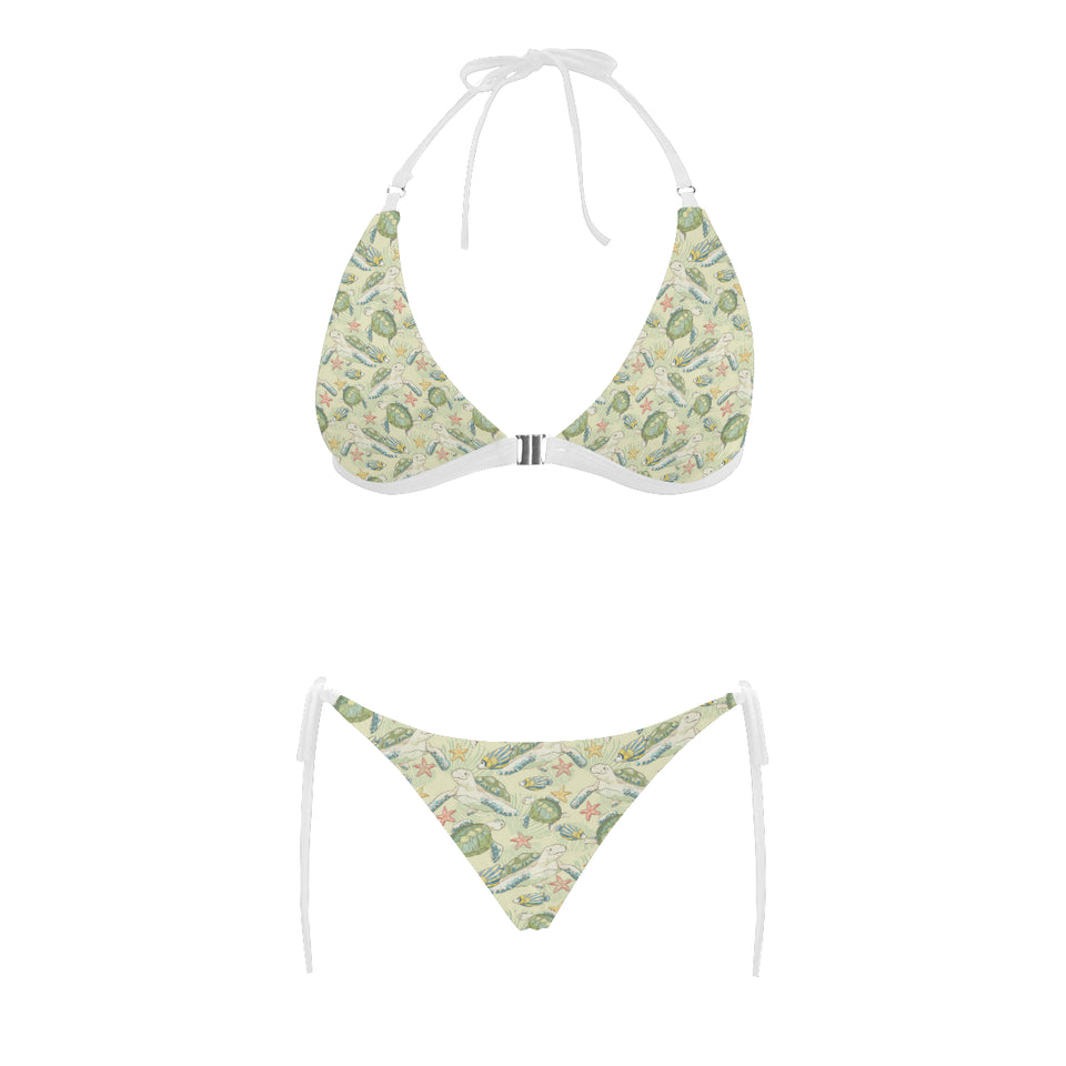 Hand drawn sea turtle fish pattern Sexy Bikinis Two-Piece Swimsuits