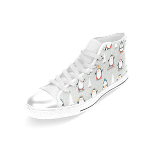 Cute Penguin christmas pattern Women's High Top Canvas Shoes White