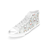 Cute Penguin christmas pattern Women's High Top Canvas Shoes White