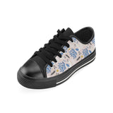 Cute peacock pattern Men's Low Top Canvas Shoes Black