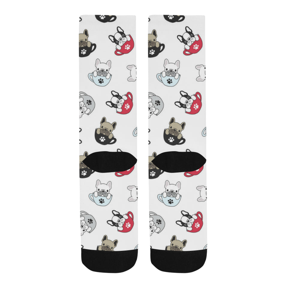 French bulldog cup paw pattern Crew Socks