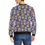 Sugar skull flower pattern Men's Crew Neck Sweatshirt