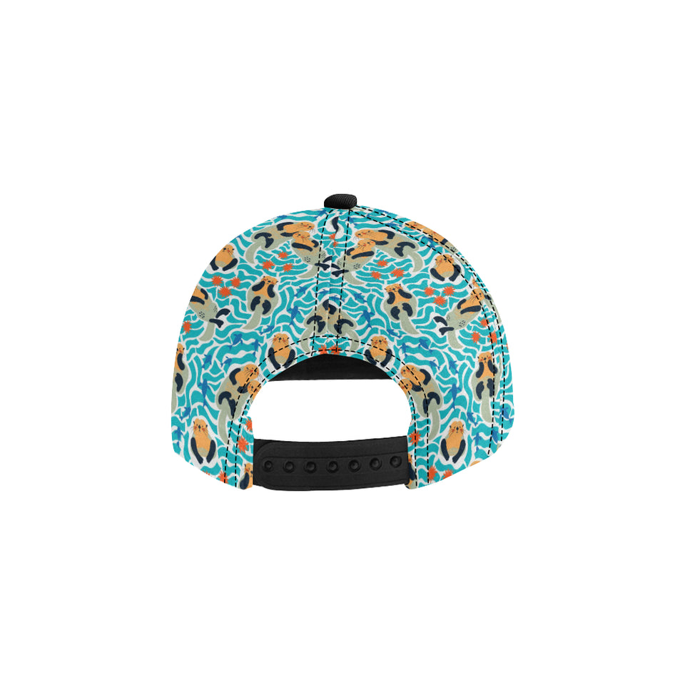 Cute sea otters fishe sea urchin pattern All Over Print Snapback Cap