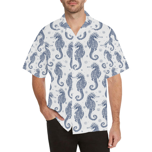 Seahorse pattern background Men's All Over Print Hawaiian Shirt