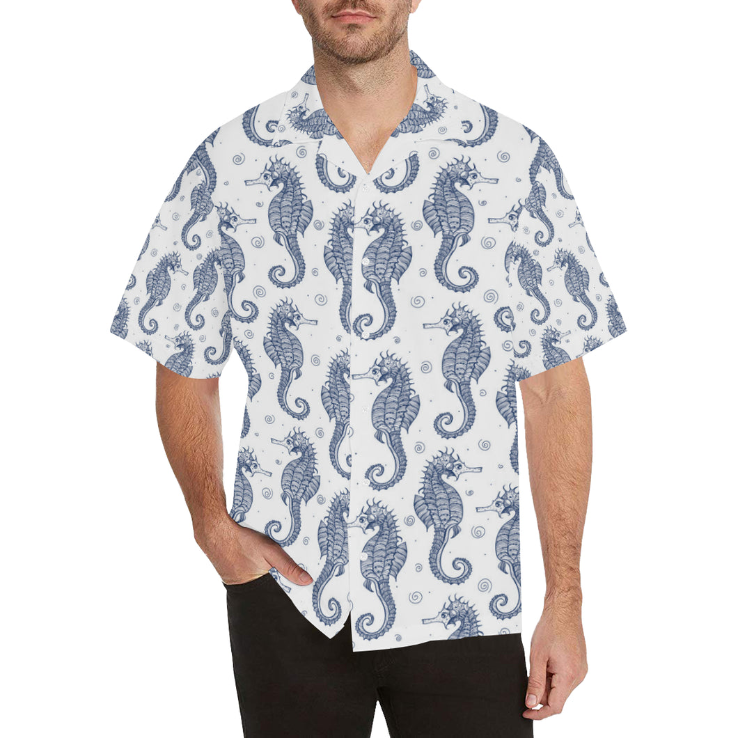 Seahorse pattern background Men's All Over Print Hawaiian Shirt