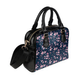 Pink sakura cherry blossom blue background Shoulder Handbag