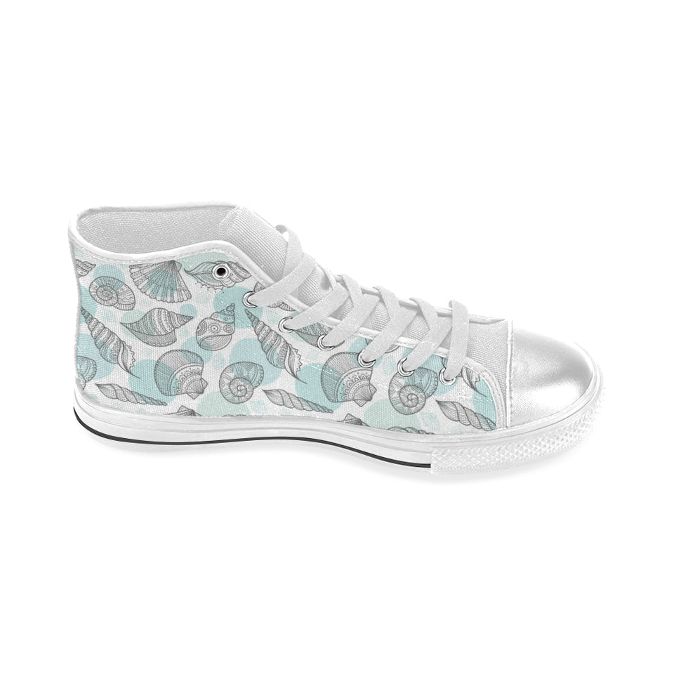 Shell polynesian tribal Women's High Top Canvas Shoes White