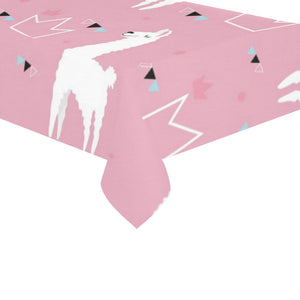 Llama Alpaca pink background Tablecloth