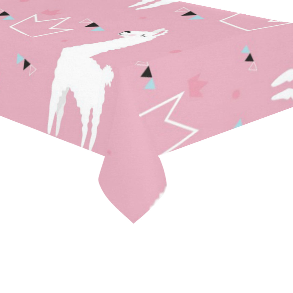 Llama Alpaca pink background Tablecloth