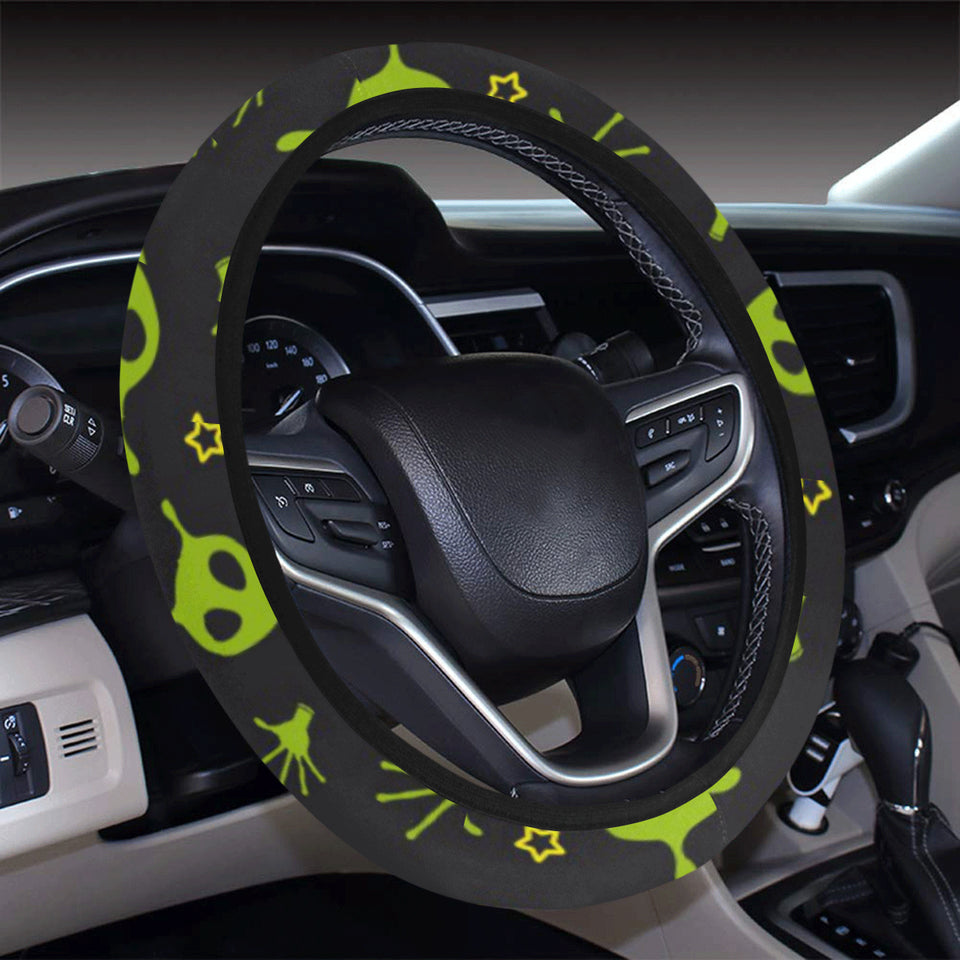 Alien Pattern Print Design 02 Car Steering Wheel Cover