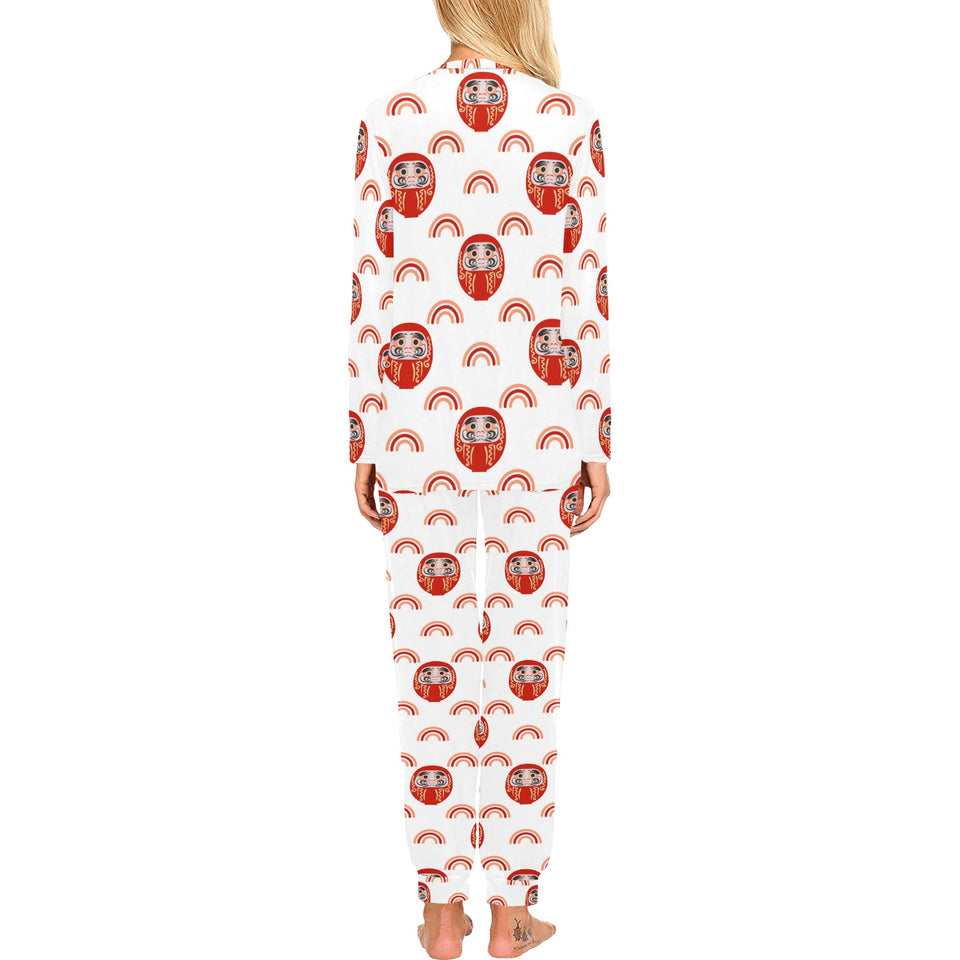Daruma japanese wooden doll design pattern Women's All Over Print Pajama Set