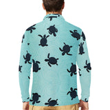 Sea turtle with blue ocean backgroud Men's Long Sleeve Polo Shirt