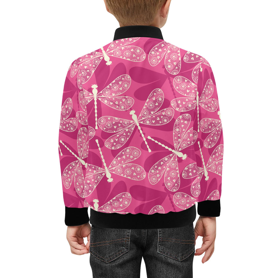 Beautiful dragonfly pink background Kids' Boys' Girls' Bomber Jacket