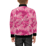 Beautiful dragonfly pink background Kids' Boys' Girls' Bomber Jacket