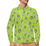Slices of Lime design pattern Men's Long Sleeve Polo Shirt
