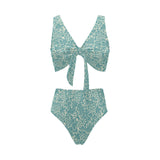 Classic Hand drawn Grape pattern Chest Bowknot High Waisted Bikini Swimsuit