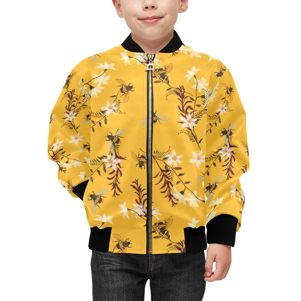Bee flower pattern Kids' Boys' Girls' Bomber Jacket