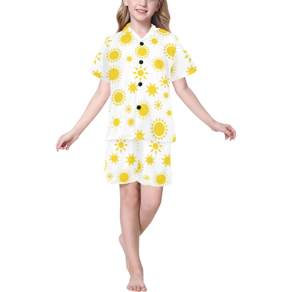 Sun pattern Kids' Boys' Girls' V-Neck Short Pajama Set