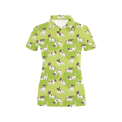 Jack Russel Pattern Print Design 01 Women's All Over Print Polo Shirt