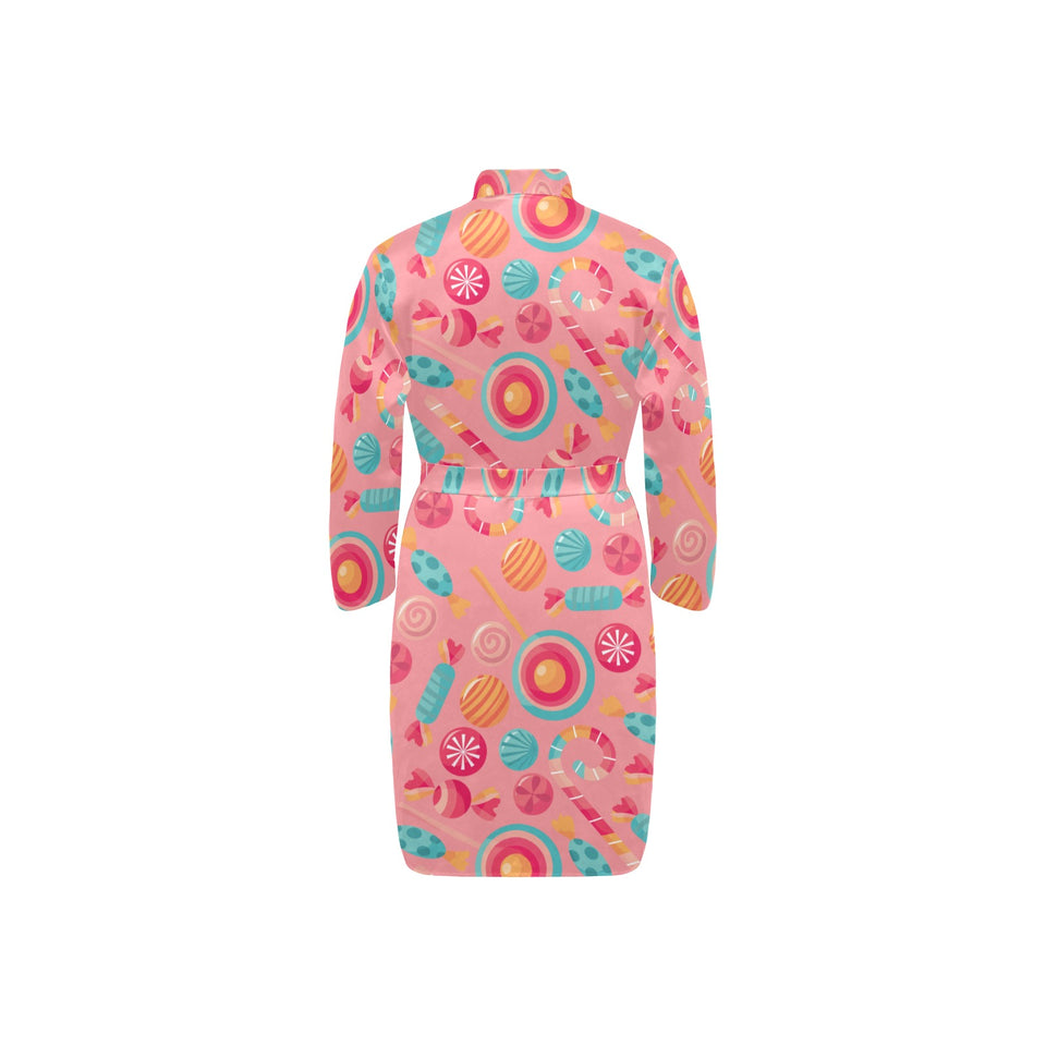 Colorful candy pattern Men's Long Sleeve Belted Night Robe