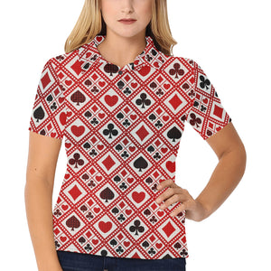 Casino Cards Suits Pattern Print Design 03 Women's All Over Print Polo Shirt