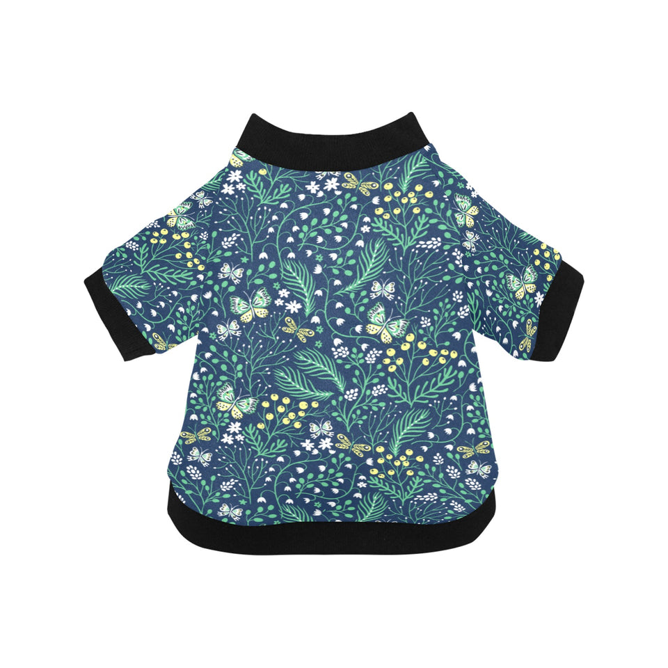 butterfly leaves pattern All Over Print Pet Dog Round Neck Fuzzy Shirt