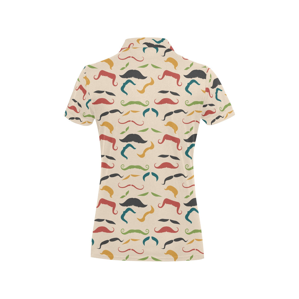 Mustache Beard Pattern Print Design 03 Women's All Over Print Polo Shirt