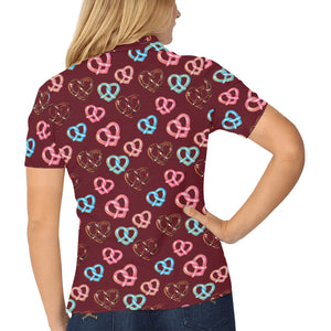 Pretzels Pattern Print Design 05 Women's All Over Print Polo Shirt