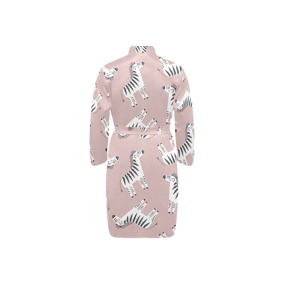 Cute zebra pattern Men's Long Sleeve Belted Night Robe