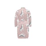 Cute zebra pattern Men's Long Sleeve Belted Night Robe