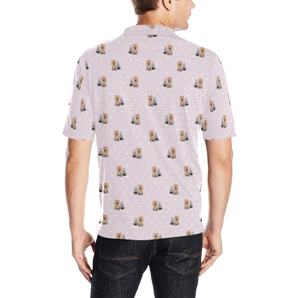 Yorkshire Terrier Pattern Print Design 02 Men's All Over Print Polo Shirt