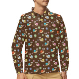 Snail Pattern Print Design 03 Men's Long Sleeve Polo Shirt