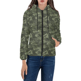 Digital Green camouflage pattern Women's Padded Hooded Jacket
