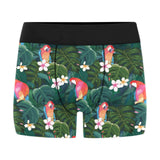 Parrot Palm tree leaves flower hibiscus pattern Men's All Over Print Boxer Briefs Men's Underwear